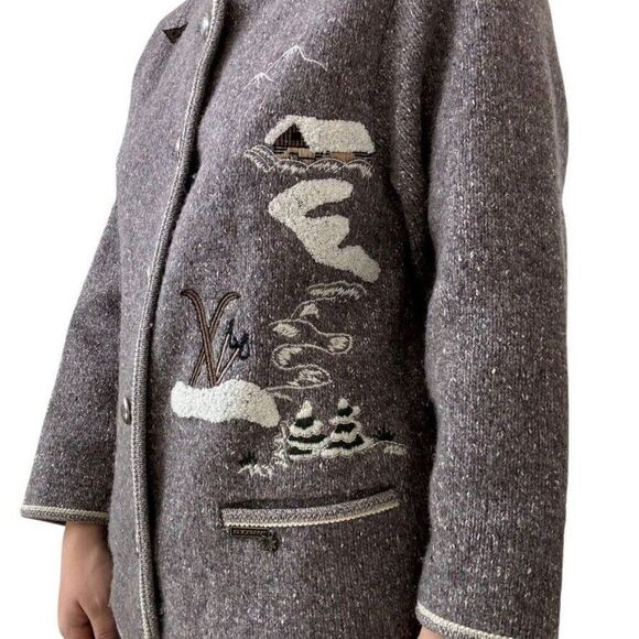 Vintage Womens Stapf Sportswear Tyrol Austrian Boiled Wool Ski Cardigan Sz M - Picture 3 of 8